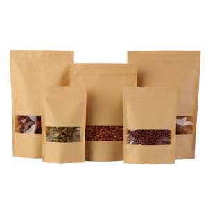 Kraft Paper Rectangle Window Stand Up Pouches