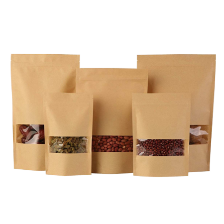 Kraft Paper Rectangle Window Stand Up Pouches